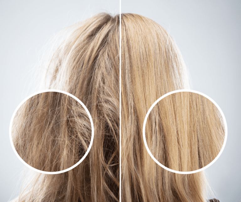 cheveux secs et abîmés avant après soin capillaire